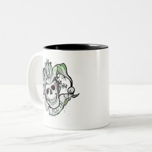 Suicide Squad | Joker Skull "All in" Tattoo Art Zweifarbige Tasse (Vorderseite Links)