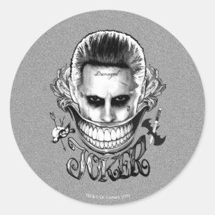 Suicide Squad   Joker Smile Runder Aufkleber
