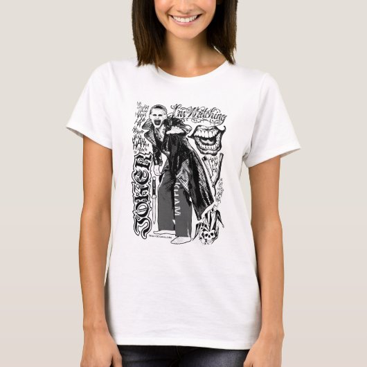 Suicide Squad Joker Typography Foto T-Shirt (Vorderseite)