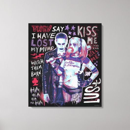 Suicide Squad | Joker und Harley Typografy Foto Leinwanddruck (Vorderseite)