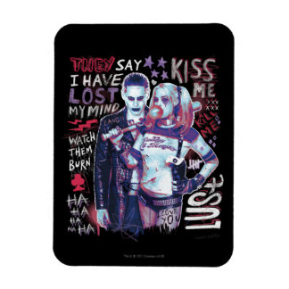 Suicide Squad | Joker und Harley Typografy Foto Magnet