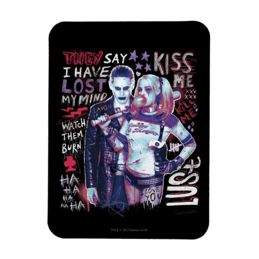 Suicide Squad | Joker und Harley Typografy Foto Magnet (Vertikal)