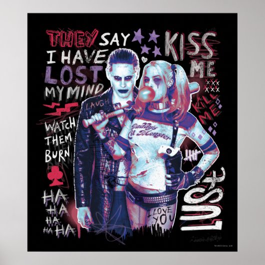 Suicide Squad | Joker und Harley Typografy Foto Poster (Vorne)