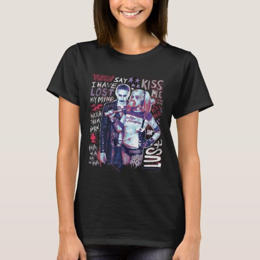 Suicide Squad | Joker und Harley Typografy Foto T-Shirt (Vorderseite)