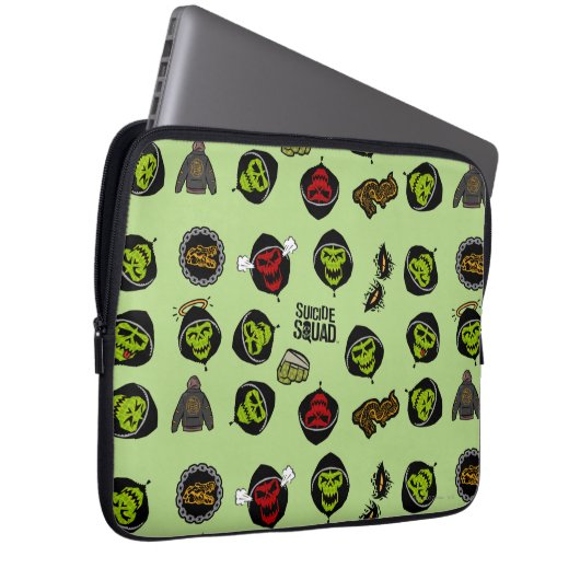 Suicide Squad | Killer Croc Emoji Pattern Laptopschutzhülle (Vorne Rechts)