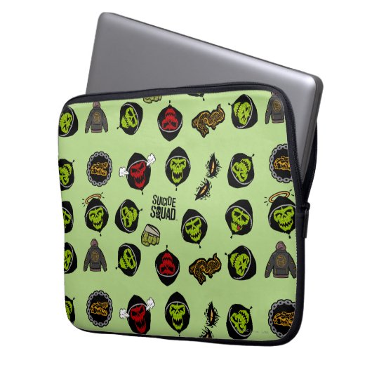 Suicide Squad | Killer Croc Emoji Pattern Laptopschutzhülle (Vorderseite Links)