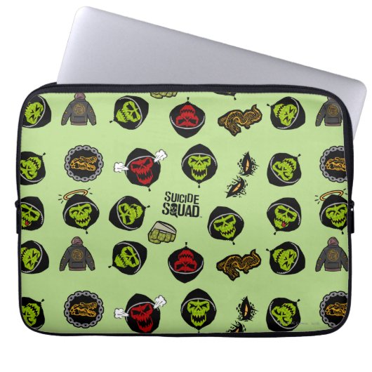 Suicide Squad | Killer Croc Emoji Pattern Laptopschutzhülle (Vorderseite)