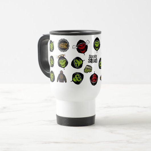 Suicide Squad | Killer Croc Emoji Pattern Reisebecher (Vorderseite Links)