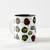 Suicide Squad | Killer Croc Emoji Pattern Zweifarbige Tasse (Vorderseite Links)