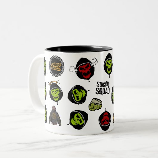 Suicide Squad | Killer Croc Emoji Pattern Zweifarbige Tasse (Vorderseite Links)