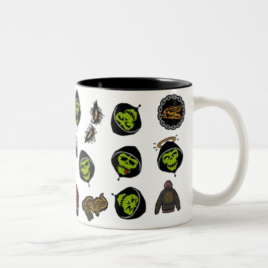 Suicide Squad | Killer Croc Emoji Pattern Zweifarbige Tasse (Rechts)