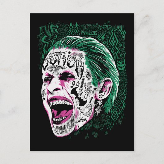 Suicide Squad | Lächeln Joker Kopf Sketch Postkarte (Vorderseite)