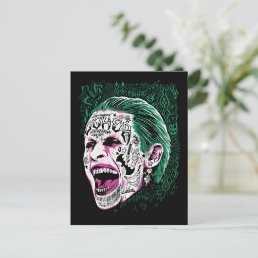 Suicide Squad | Lächeln Joker Kopf Sketch Postkarte (Stehend Vorderseite)