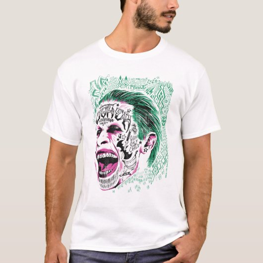 Suicide Squad | Lächeln Joker Kopf Sketch T-Shirt (Vorderseite)