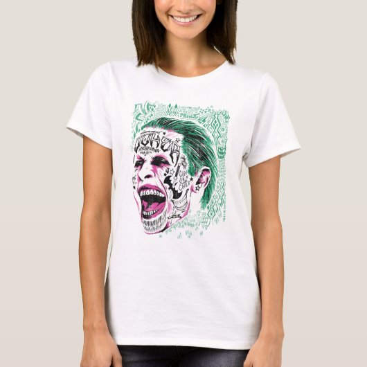 Suicide Squad | Lächeln Joker Kopf Sketch T-Shirt (Vorderseite)