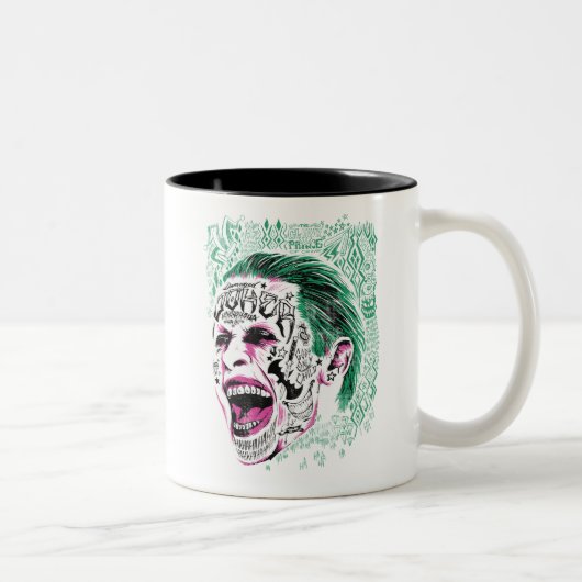 Suicide Squad | Lächeln Joker Kopf Sketch Zweifarbige Tasse (Rechts)