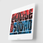 Suicide Squad | Red and Blue Logo Quadratische Wanduhr (Winkel)