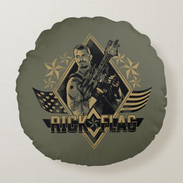 Suicide Squad | Rick Flag Abzeichen Rundes Kissen (Vorderseite)