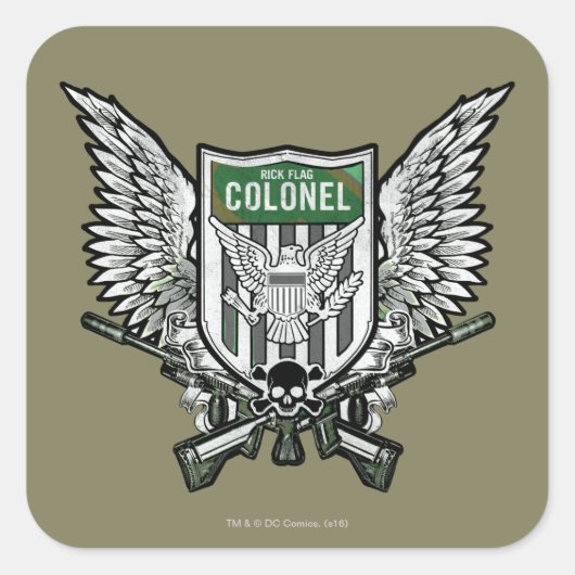 Suicide Squad | Rick Flag Winged Wappen Tattoo Art Quadratischer Aufkleber (Vorderseite)