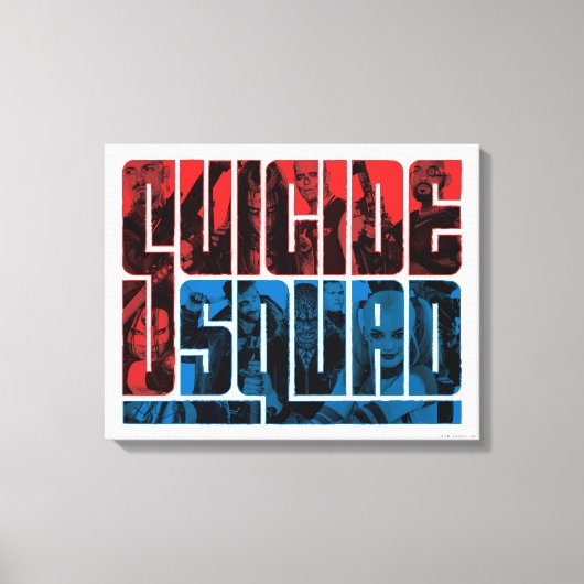 Suicide Squad | Rote und blaue Logos Leinwanddruck (Vorderseite)