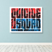 Suicide Squad | Rote und blaue Logos Leinwanddruck (Insitu (Holzboden))