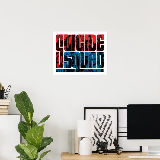 Suicide Squad | Rote und blaue Logos Poster (Heimbüro)