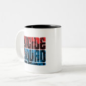 Suicide Squad | Rote und blaue Logos Zweifarbige Tasse (Vorderseite Links)
