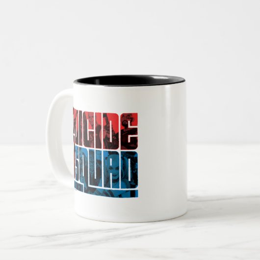 Suicide Squad | Rote und blaue Logos Zweifarbige Tasse (Vorderseite Links)