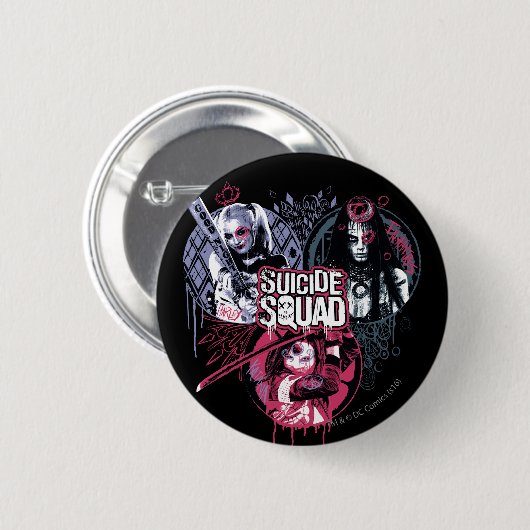 Suicide Squad | Squad Girls Graffiti Abzeichen Button (Vorne & Hinten)