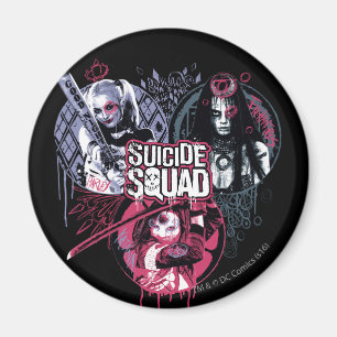 Suicide Squad   Squad Girls Graffiti Abzeichen Magnet