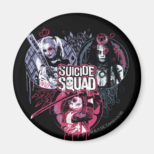Suicide Squad | Squad Girls Graffiti Abzeichen Magnet (Vorne)