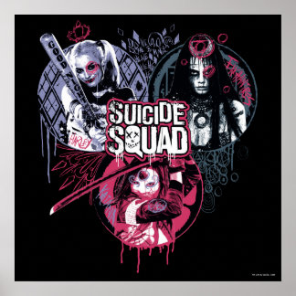 Suicide Squad | Squad Girls Graffiti Abzeichen Poster