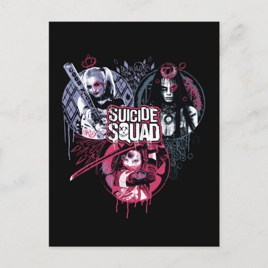 Suicide Squad | Squad Girls Graffiti Abzeichen Postkarte (Vorderseite)
