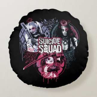 Suicide Squad | Squad Girls Graffiti Abzeichen Rundes Kissen