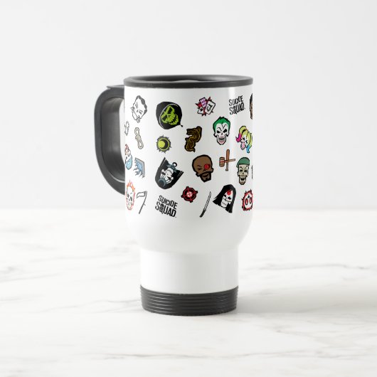 Suicide Squad | Suicide Squad Emoji Pattern Reisebecher (Vorderseite Links)