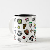 Suicide Squad | Suicide Squad Emoji Pattern Zweifarbige Tasse (Vorderseite Links)
