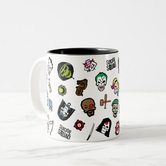 Suicide Squad | Suicide Squad Emoji Pattern Zweifarbige Tasse (Vorderseite Links)