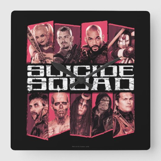 Suicide Squad | Taskforce X Group Emblem Quadratische Wanduhr (Vorderseite)