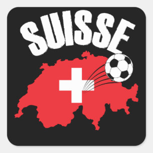 Suisse Switzerland Karte Fußball Quadratischer Aufkleber