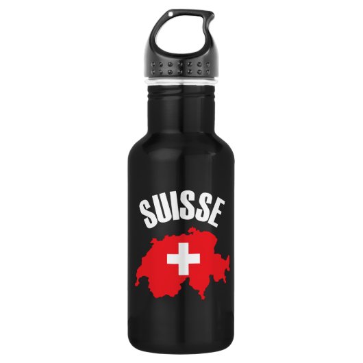 Suisse Switzerland Kartenflagge Edelstahlflasche (Vorderseite)