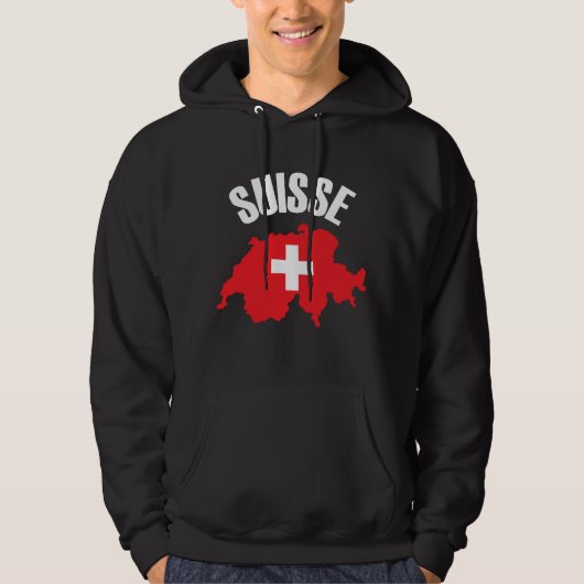 Suisse Switzerland Kartenflagge Hoodie (Vorderseite)