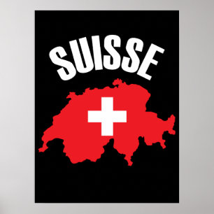 Suisse Switzerland Kartenflagge Poster