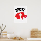 Suisse Switzerland Kartenflagge Poster (Küche)
