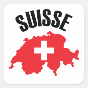Suisse Switzerland Kartenflagge Quadratischer Aufkleber