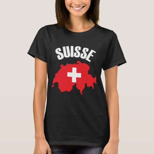 Suisse Switzerland Kartenflagge T-Shirt (Vorderseite)