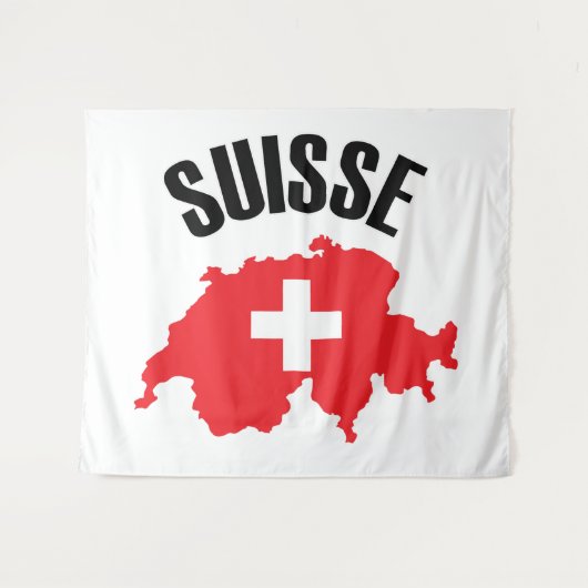 Suisse Switzerland Kartenflagge Wandteppich (Vorderseite (Horizontal))