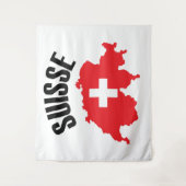 Suisse Switzerland Kartenflagge Wandteppich (Vorderseite)
