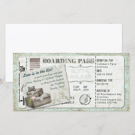 Suitcase Boarding Pass Invitation (Vorne/Hinten)