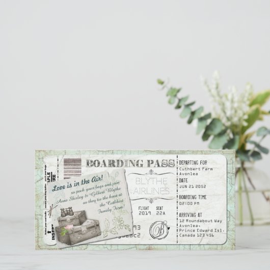 Suitcase Boarding Pass Invitation (Stehend Vorderseite)