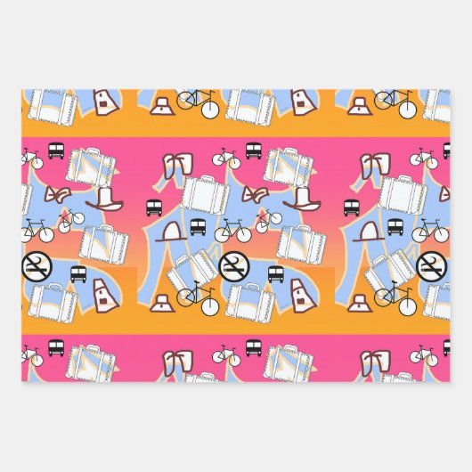 Suitcase wird reisen geschenkpapier set (Vorderseite)